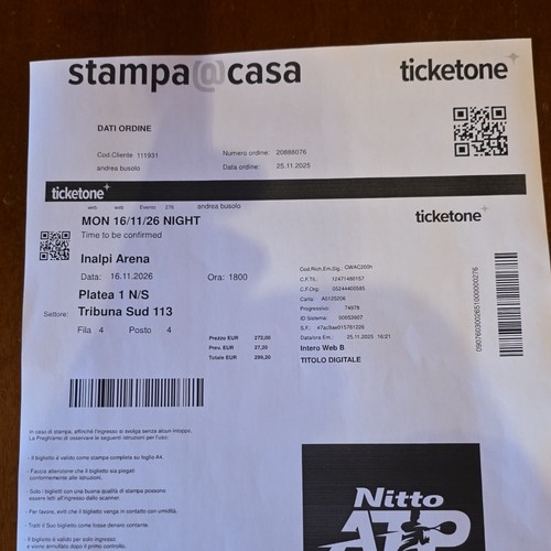 Ticketone nitto atp finals - ticketone,